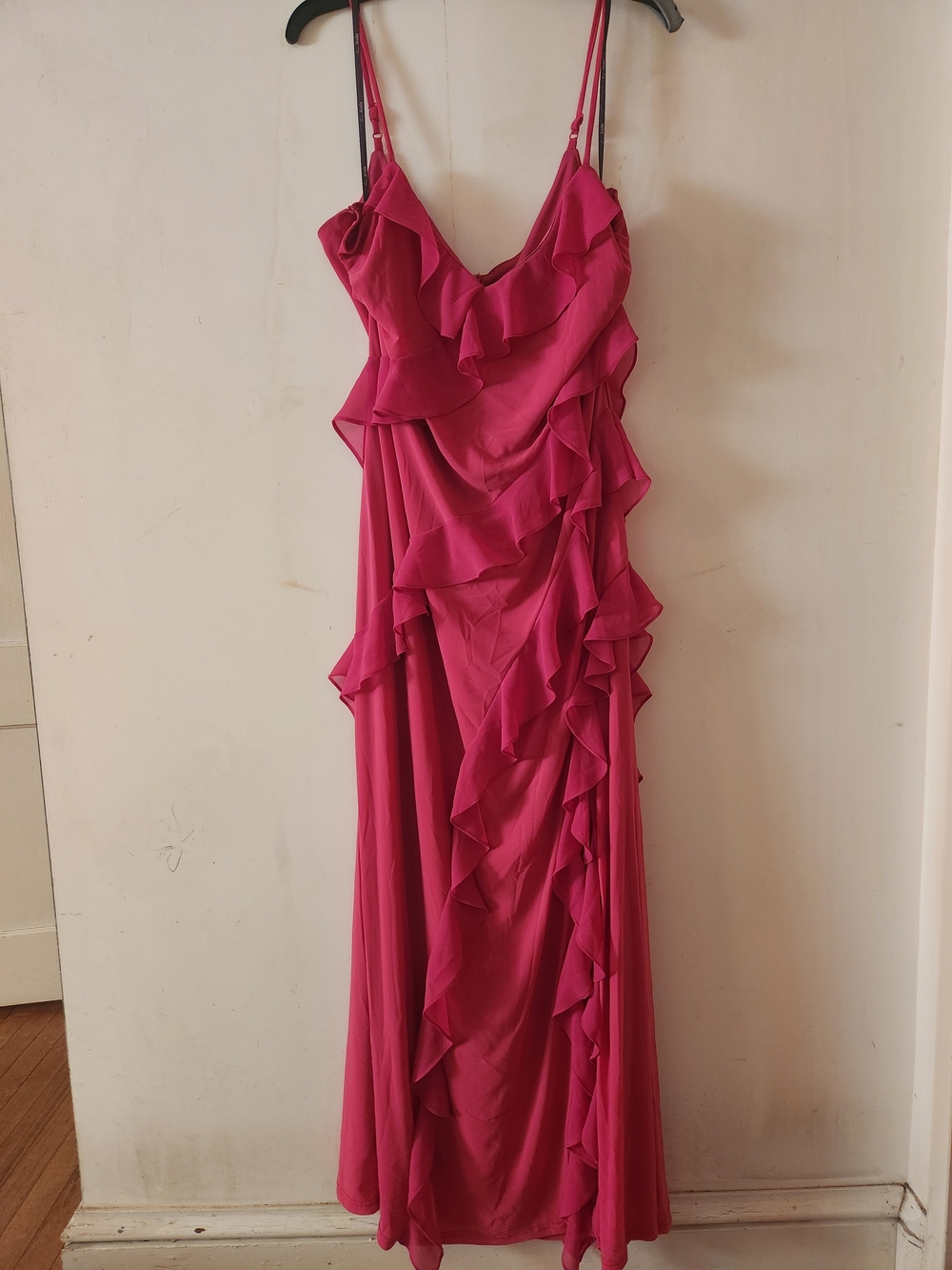 ARULA Fuchsia Ruffle-Trim Maxi Dress